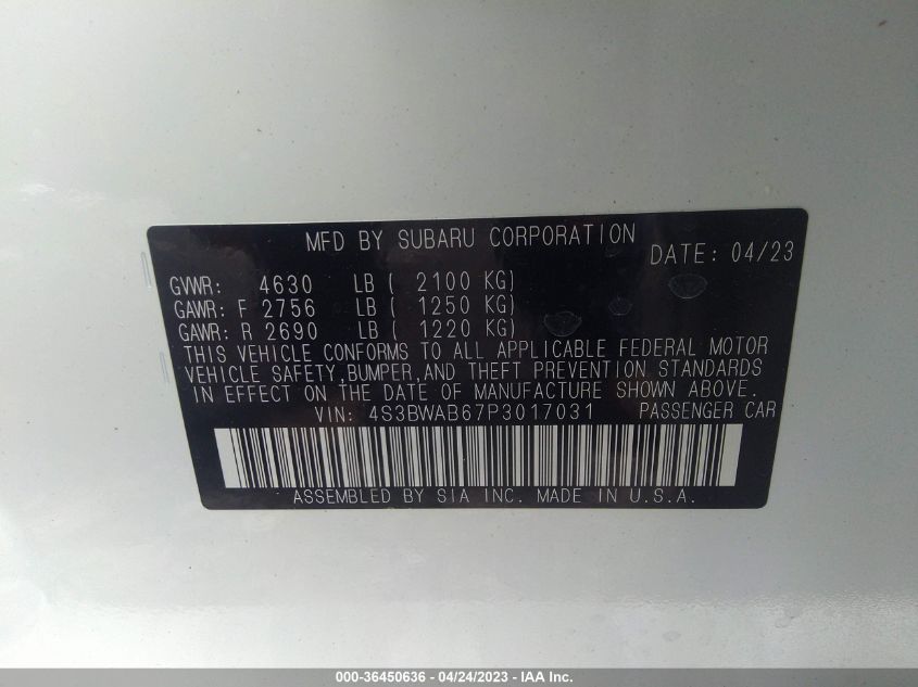 2023 SUBARU LEGACY - 4S3BWAB67P3017031