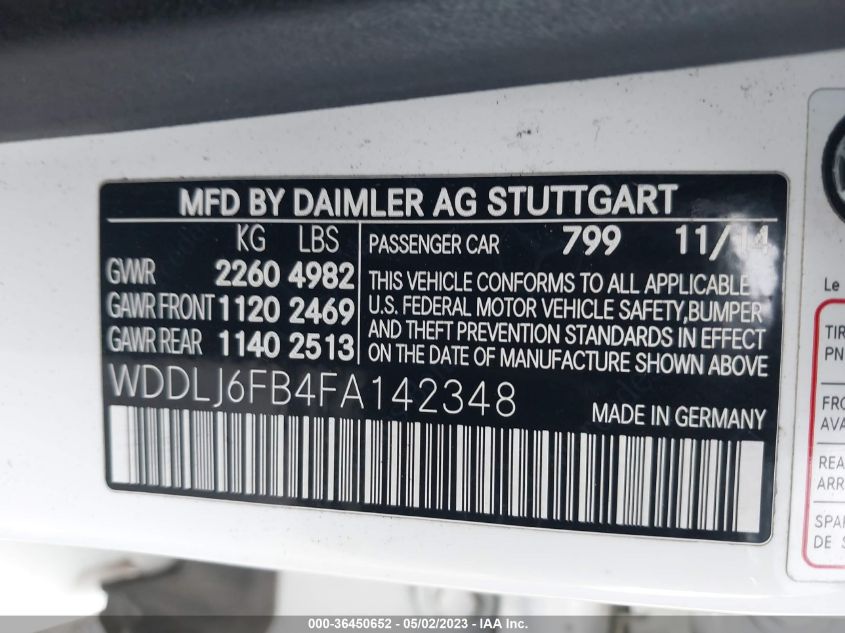 2015 MERCEDES-BENZ CLS-CLASS CLS 400 WDDLJ6FB4FA142348