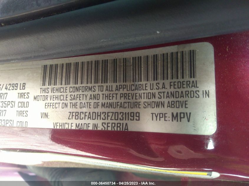 2015 FIAT 500L TREKKING - ZFBCFADH3FZ031199