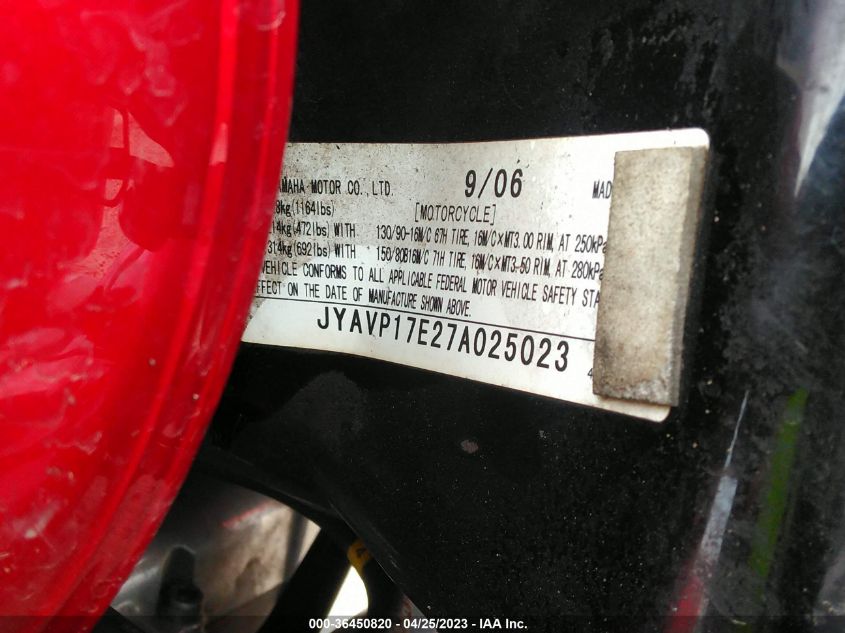 2007 YAMAHA XV1700 A JYAVP17E27A025023