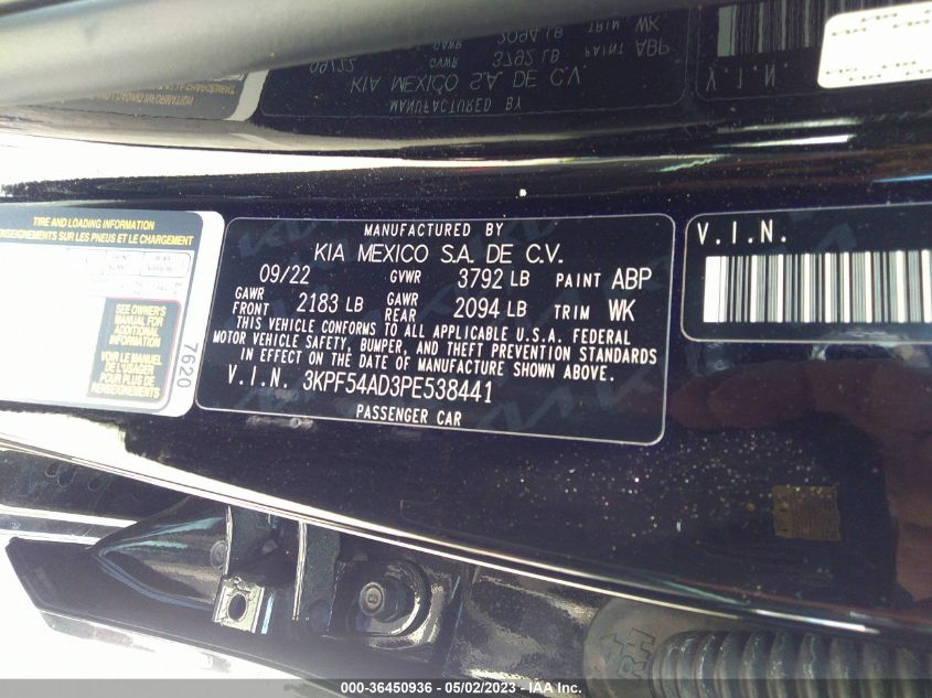 2023 KIA FORTE GT-LINE - 3KPF54AD3PE538441