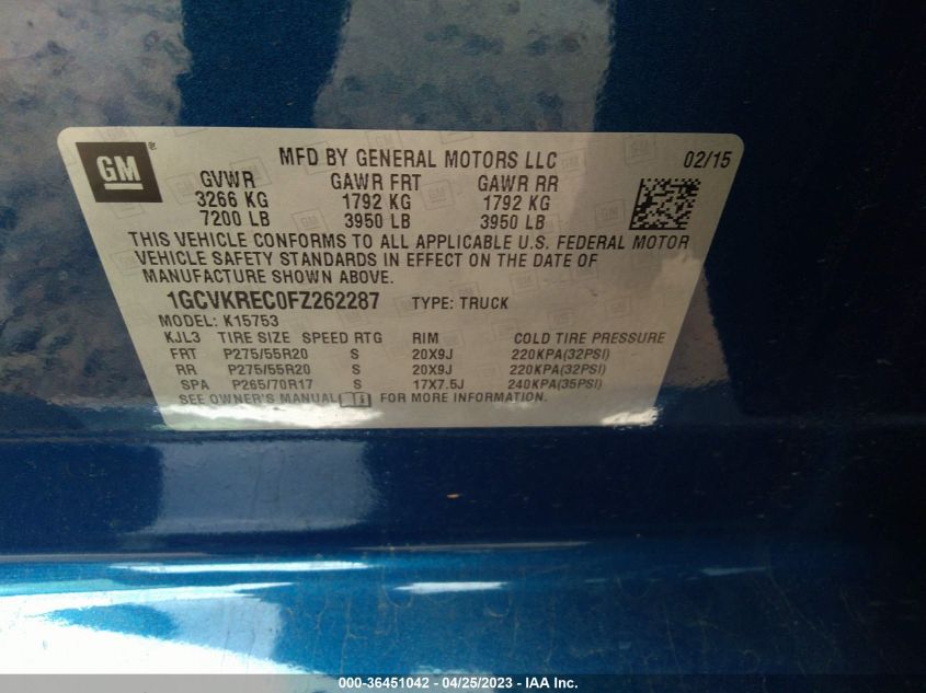 2015 CHEVROLET SILVERADO 1500 LT - 1GCVKREC0FZ262287