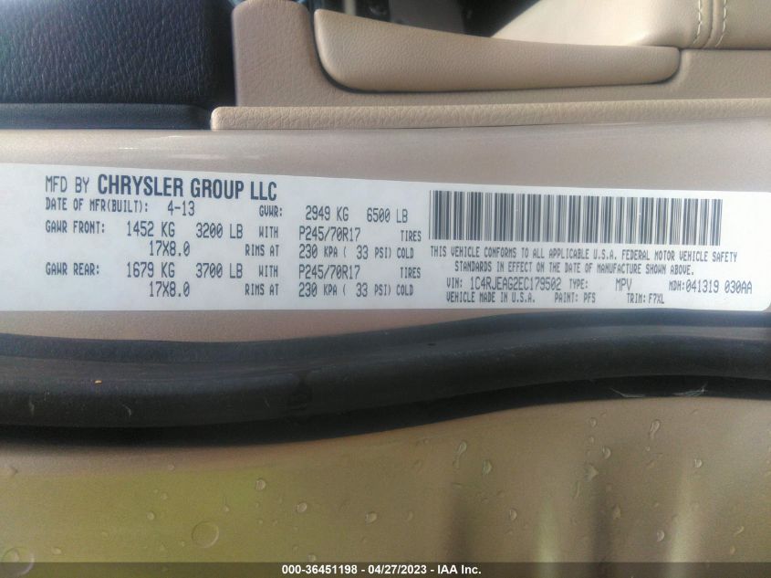 2014 JEEP GRAND CHEROKEE LAREDO - 1C4RJEAG2EC179502