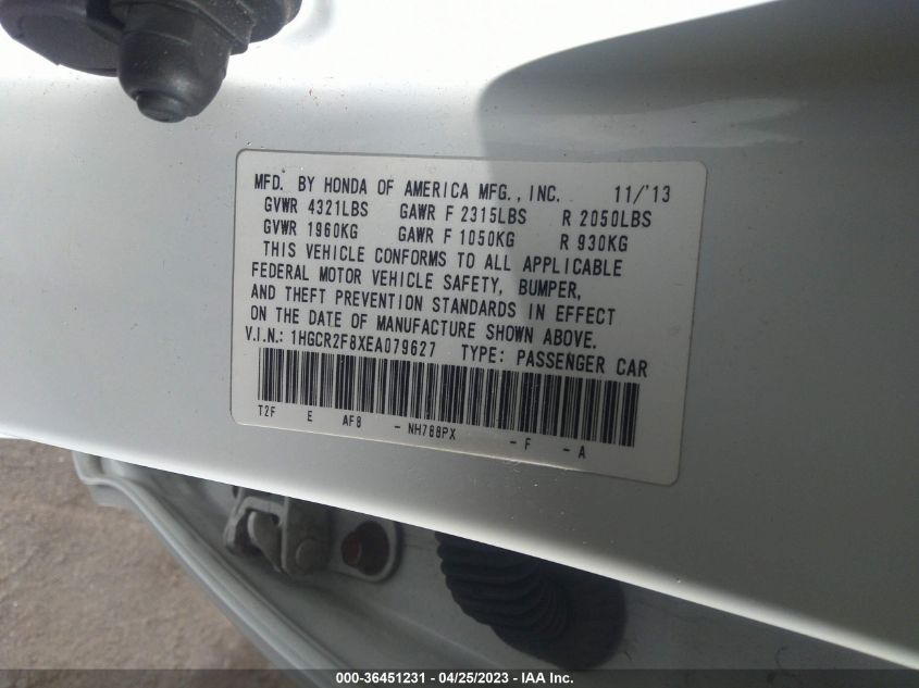 2014 HONDA ACCORD SEDAN EX-L - 1HGCR2F8XEA079627