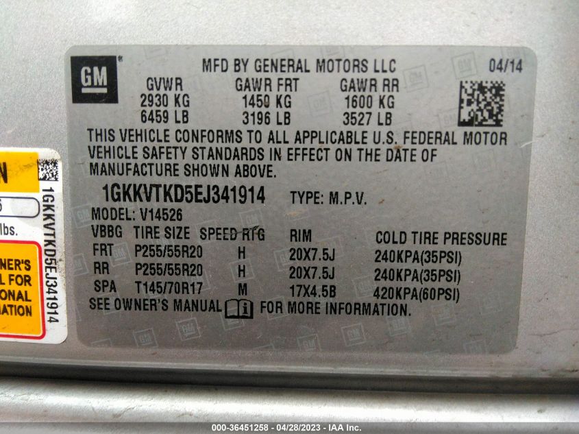 2014 GMC ACADIA DENALI - 1GKKVTKD5EJ341914