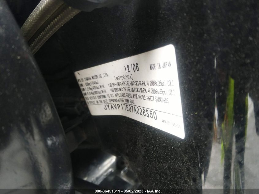 2007 YAMAHA XV1700 A JYAVP17E07A026350