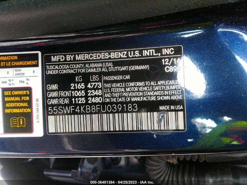 2015 MERCEDES-BENZ C-CLASS C 300 - 55SWF4KB8FU039183