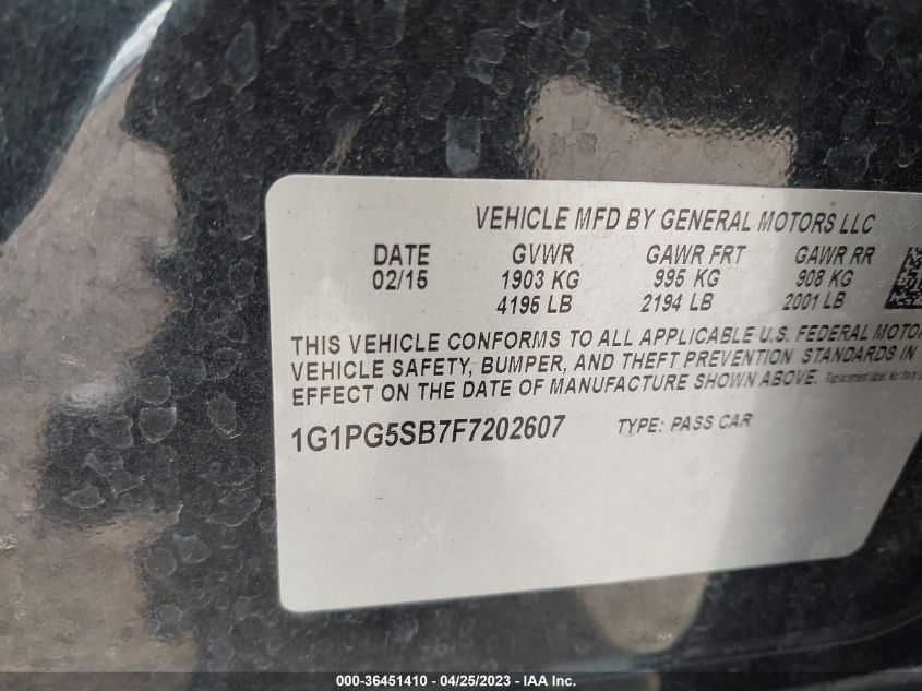 2015 CHEVROLET CRUZE LTZ - 1G1PG5SB7F7202607