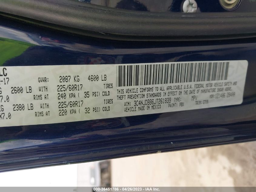 2018 JEEP COMPASS LATITUDE - 3C4NJDBB6JT261839