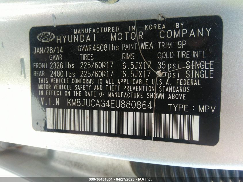 2014 HYUNDAI TUCSON SE - KM8JUCAG4EU880864