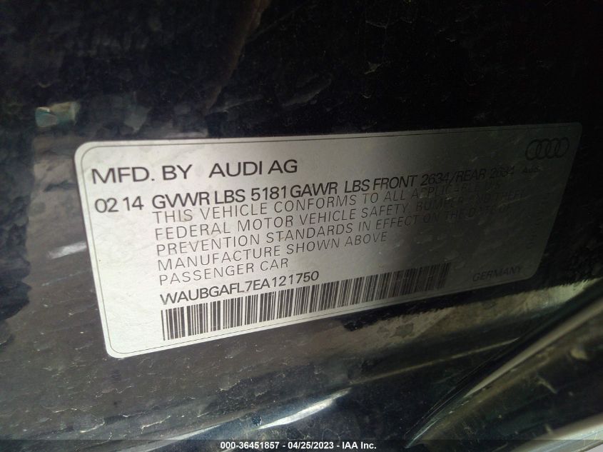 2014 AUDI S4 PREMIUM PLUS WAUBGAFL7EA121750