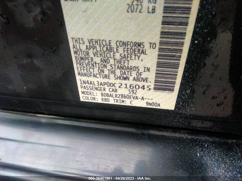 2013 NISSAN ALTIMA 2.5 S - 1N4AL3AP0DC216045
