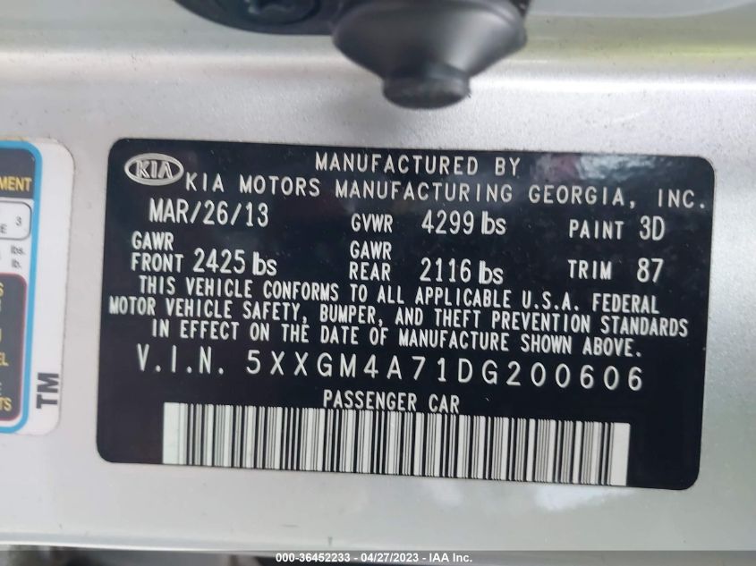 2013 KIA OPTIMA LX - 5XXGM4A71DG200606