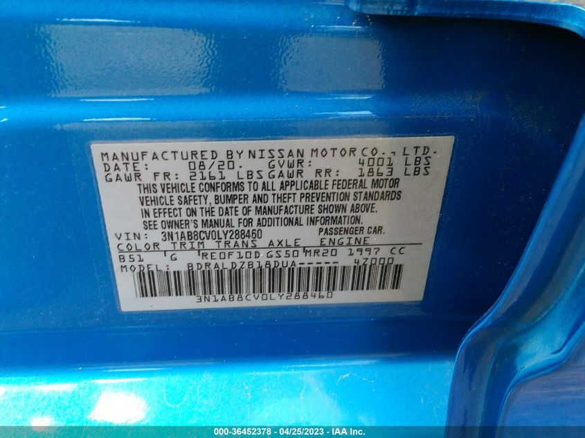 2020 NISSAN SENTRA SV - 3N1AB8CV0LY288460