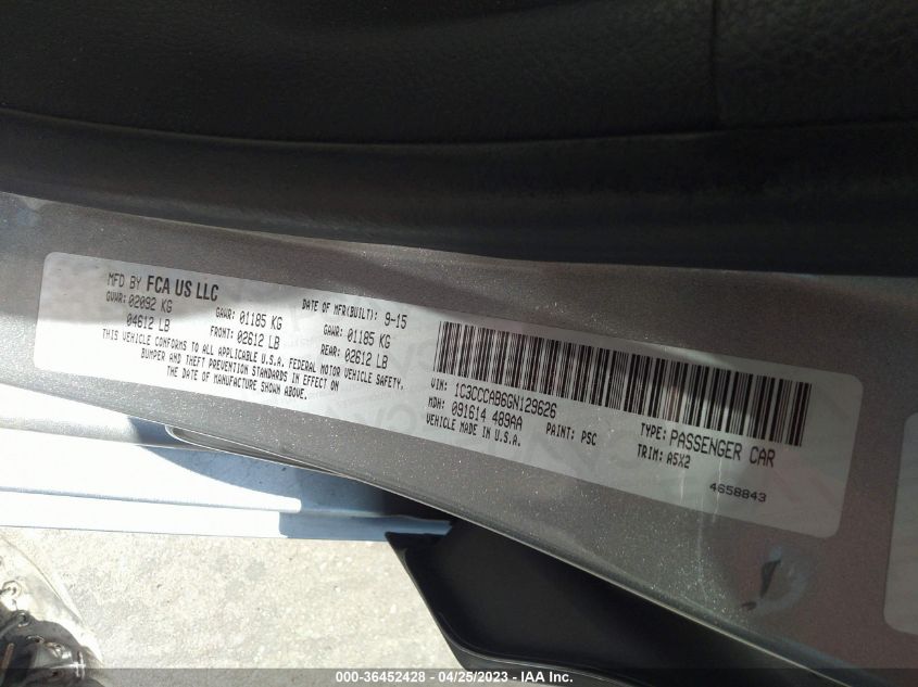 2016 CHRYSLER 200 LIMITED - 1C3CCCAB6GN129626
