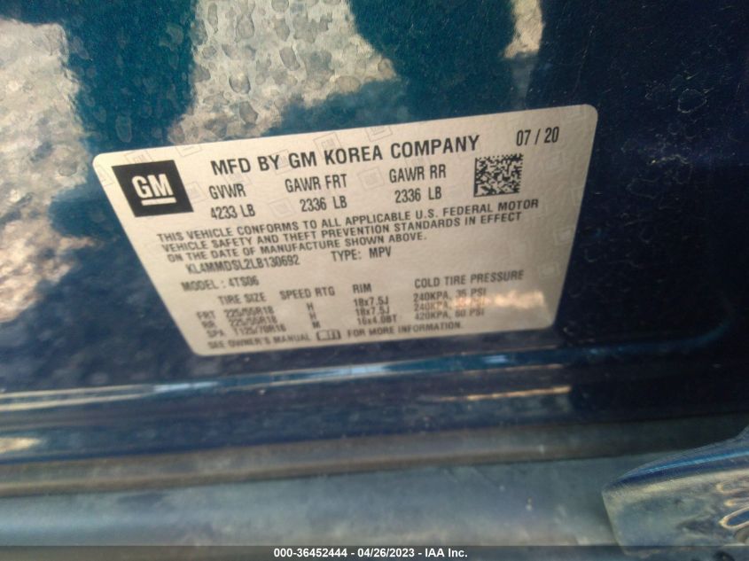 2020 BUICK ENCORE GX SELECT - KL4MMDSL2LB130692