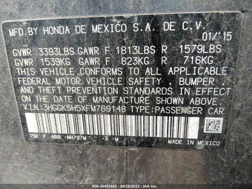 2015 HONDA FIT LX - 3HGGK5H5XFM769148