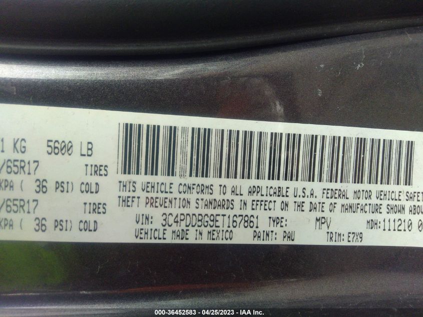 2014 DODGE JOURNEY SXT - 3C4PDDBG9ET167861