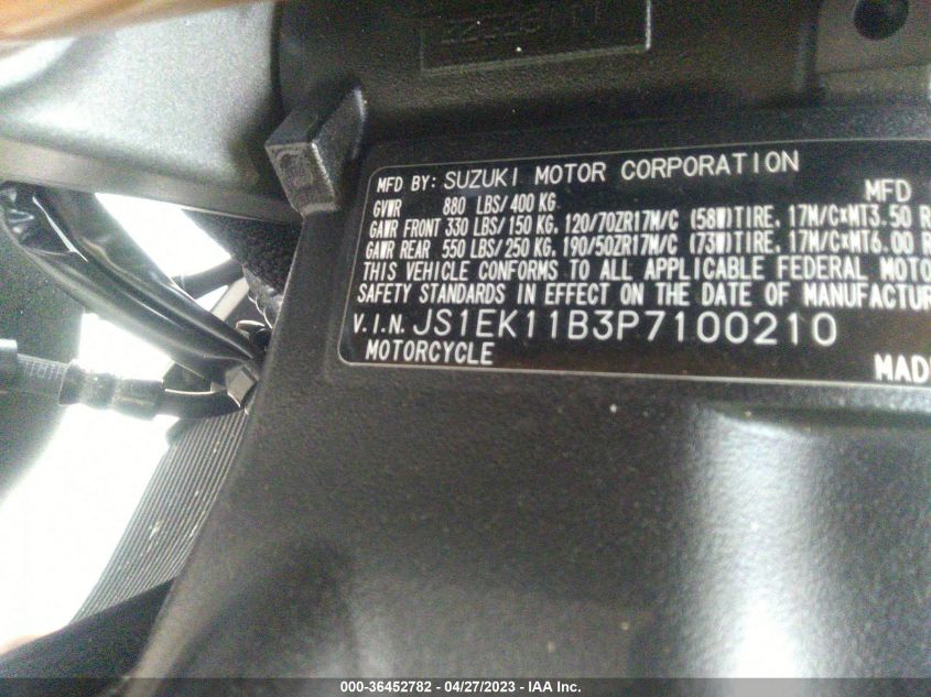2023 SUZUKI GSX-S1000 A - JS1EK11B3P7100210