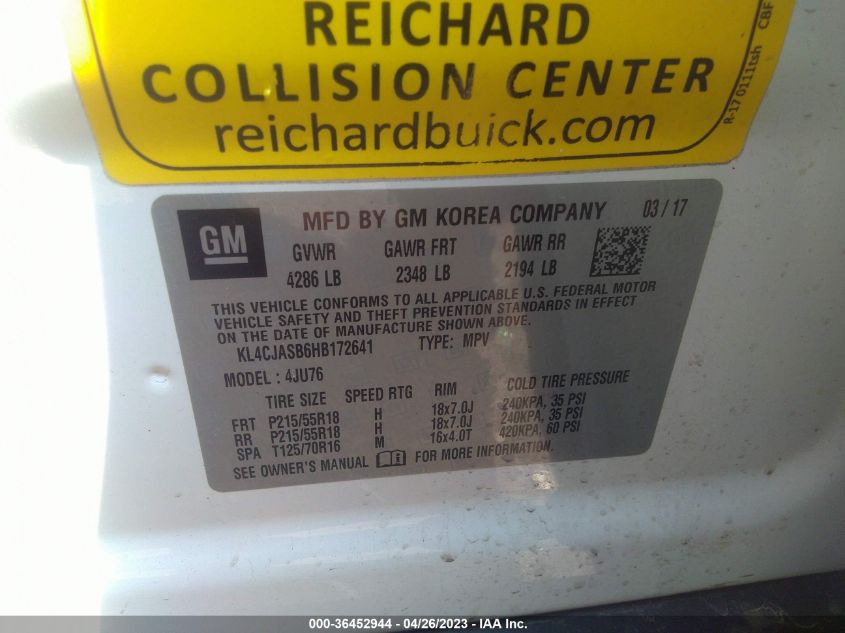 2017 BUICK ENCORE PREFERRED - KL4CJASB6HB172641
