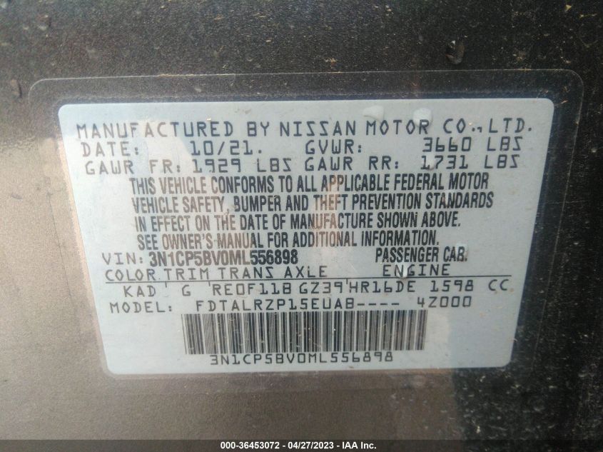 2021 NISSAN KICKS S - 3N1CP5BV0ML556898