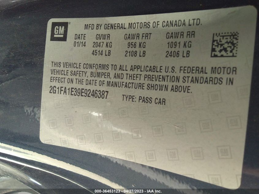 2014 CHEVROLET CAMARO LS - 2G1FA1E39E9246387