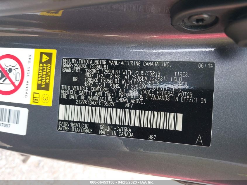 2015 LEXUS RX 350 - 2T2ZK1BAXFC159826