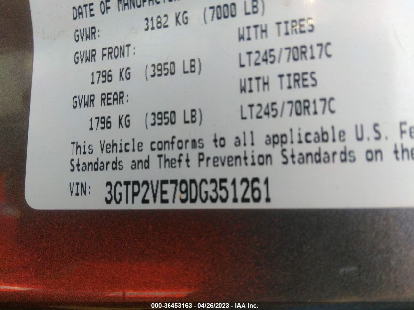 2013 GMC SIERRA 1500 SLE - 3GTP2VE79DG351261