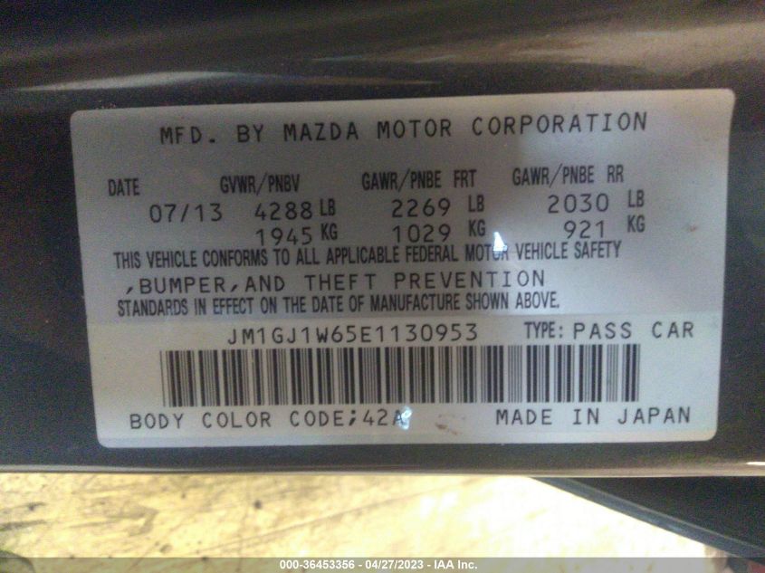 2014 MAZDA MAZDA6 I GRAND TOURING - JM1GJ1W65E1130953
