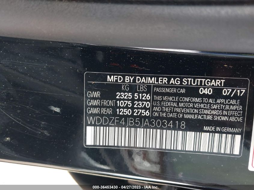 2018 MERCEDES-BENZ E-CLASS E 300 - WDDZF4JB5JA303418