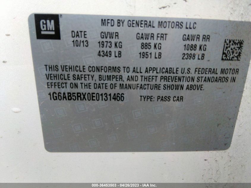 2014 CADILLAC ATS LUXURY RWD - 1G6AB5RX0E0131466