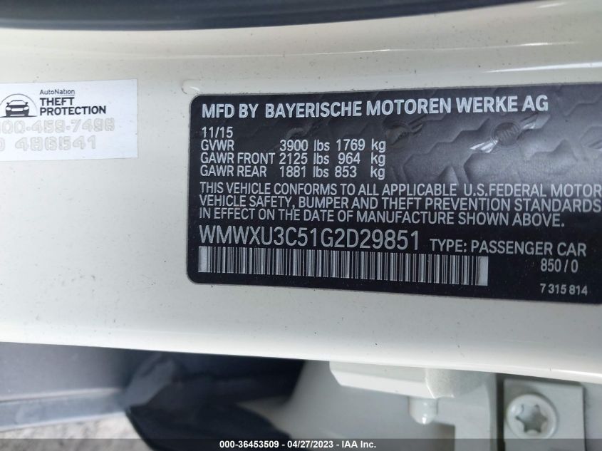 2016 MINI COOPER HARDTOP 4 DOOR S - WMWXU3C51G2D29851