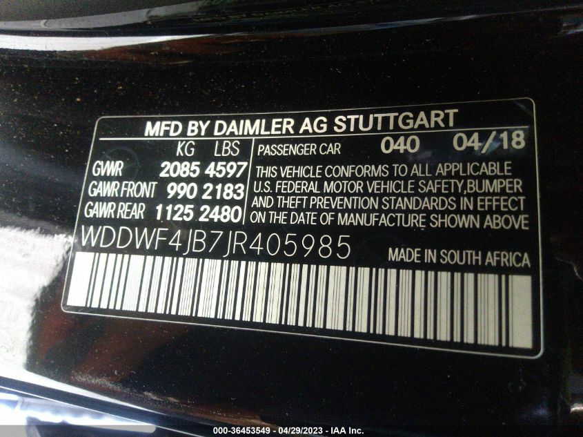 2018 MERCEDES-BENZ C-CLASS C 300 - WDDWF4JB7JR405985