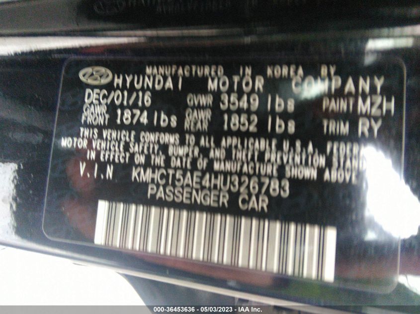 2017 HYUNDAI ACCENT SE - KMHCT5AE4HU326783