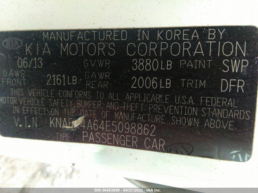 2014 KIA FORTE LX - KNAFX4A64E5098862