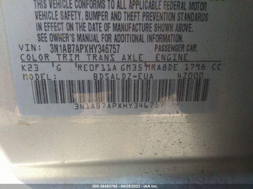 2017 NISSAN SENTRA SV - 3N1AB7APXHY346757