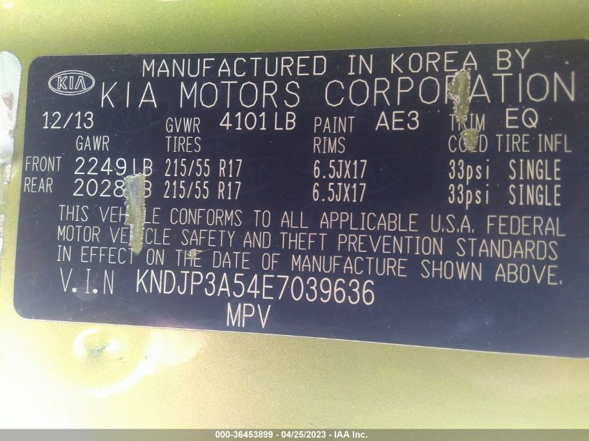 2014 KIA SOUL + - KNDJP3A54E7039636