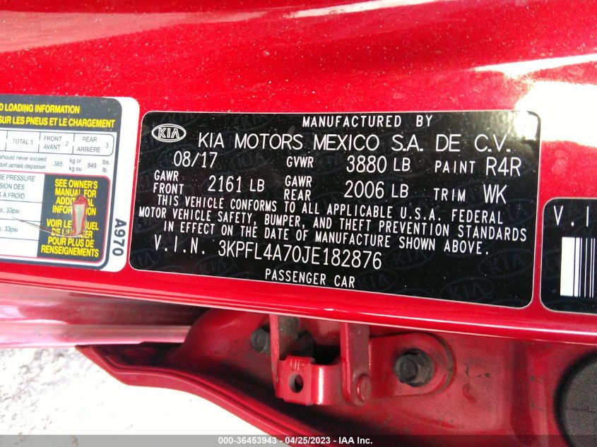 2018 KIA FORTE S - 3KPFL4A70JE182876
