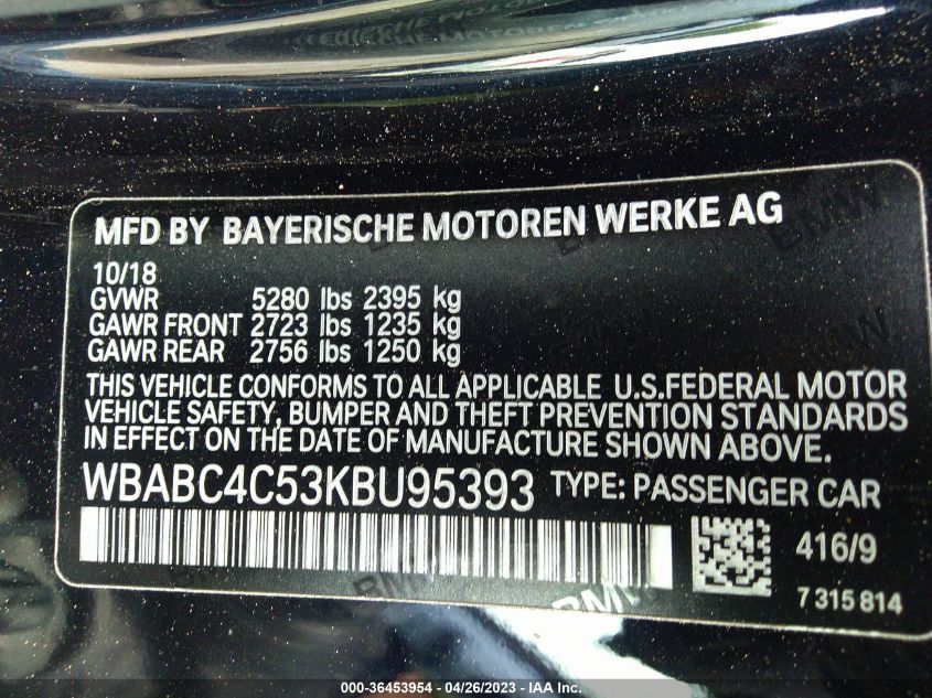 2019 BMW 8 SERIES M850I XDRIVE WBABC4C53KBU95393