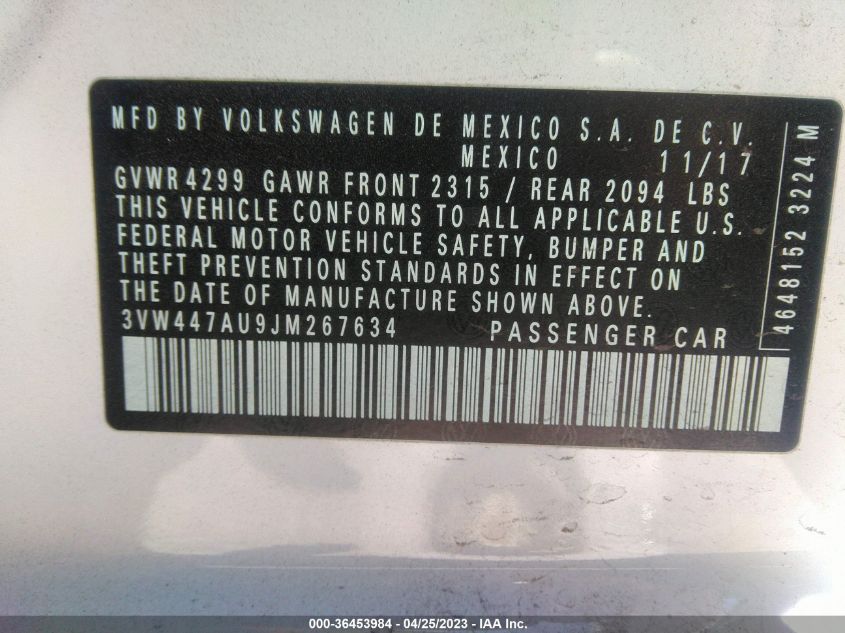 2018 VOLKSWAGEN GOLF GTI S/SE/AUTOBAHN - 3VW447AU9JM267634