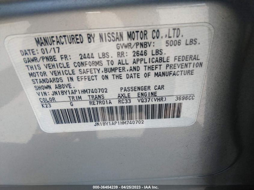 2017 INFINITI Q70 3.7 - JN1BY1AP1HM740702