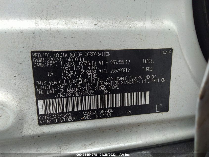 2020 TOYOTA RAV4 XLE PREMIUM - JTMC1RFV4LD045022