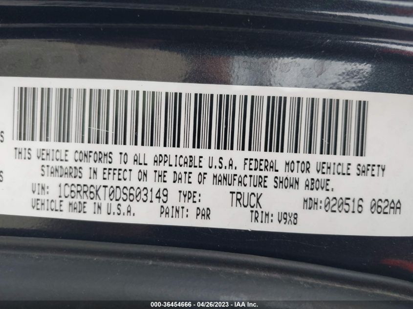 2013 RAM 1500 EXPRESS - 1C6RR6KT0DS603149