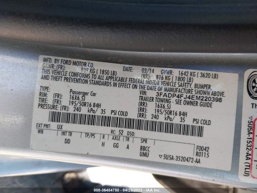 2014 FORD FIESTA TITANIUM - 3FADP4FJ4EM220398