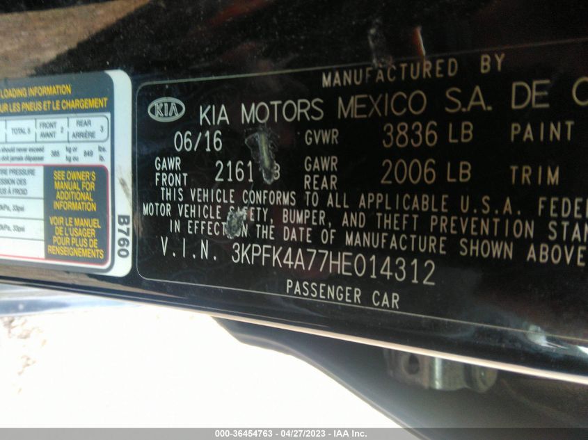 2017 KIA FORTE LX - 3KPFK4A77HE014312