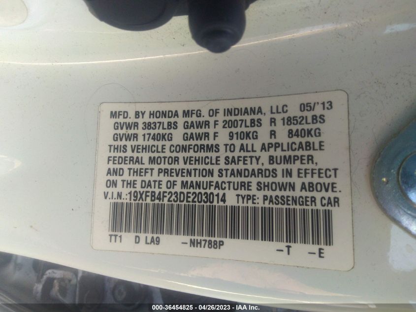 2013 HONDA CIVIC HYBRID - 19XFB4F23DE203014