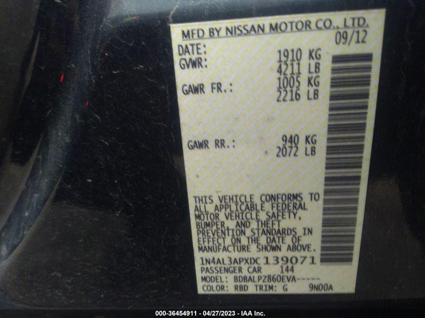 2013 NISSAN ALTIMA 2.5 - 1N4AL3APXDC139071