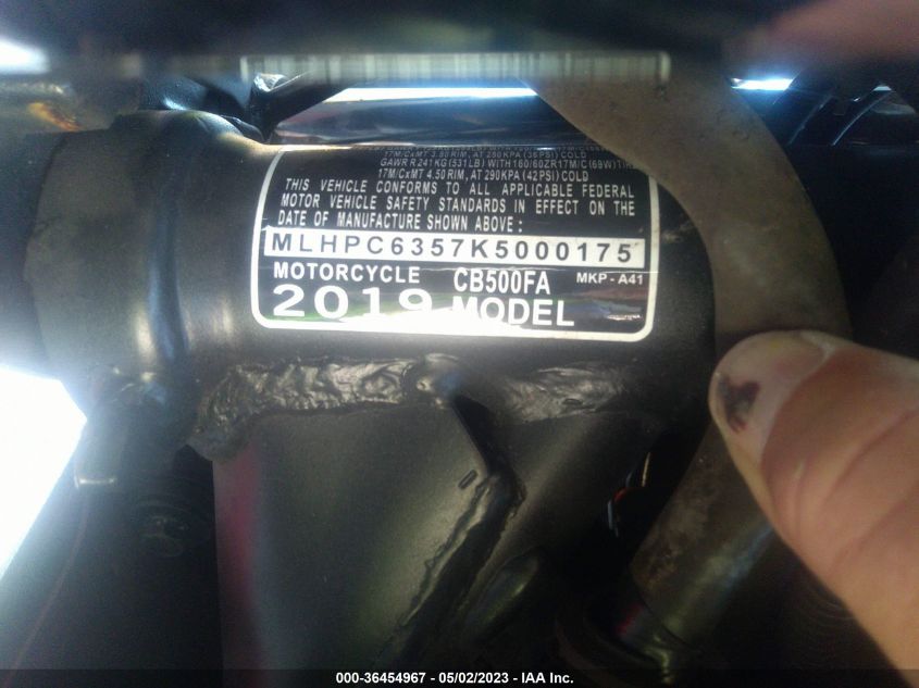2019 HONDA CB500 FA MLHPC6357K5000175
