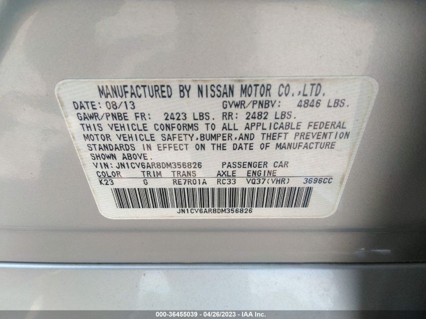 2013 INFINITI G37 SEDAN X - JN1CV6AR8DM356826
