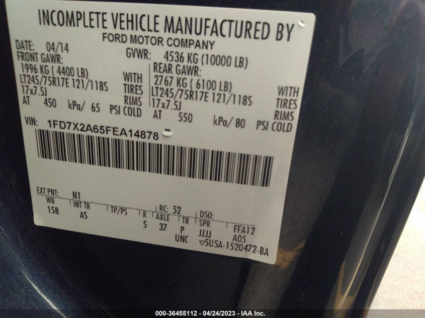 2015 FORD SUPER DUTY F-250 SRW XL/XLT - 1FD7X2A65FEA14878